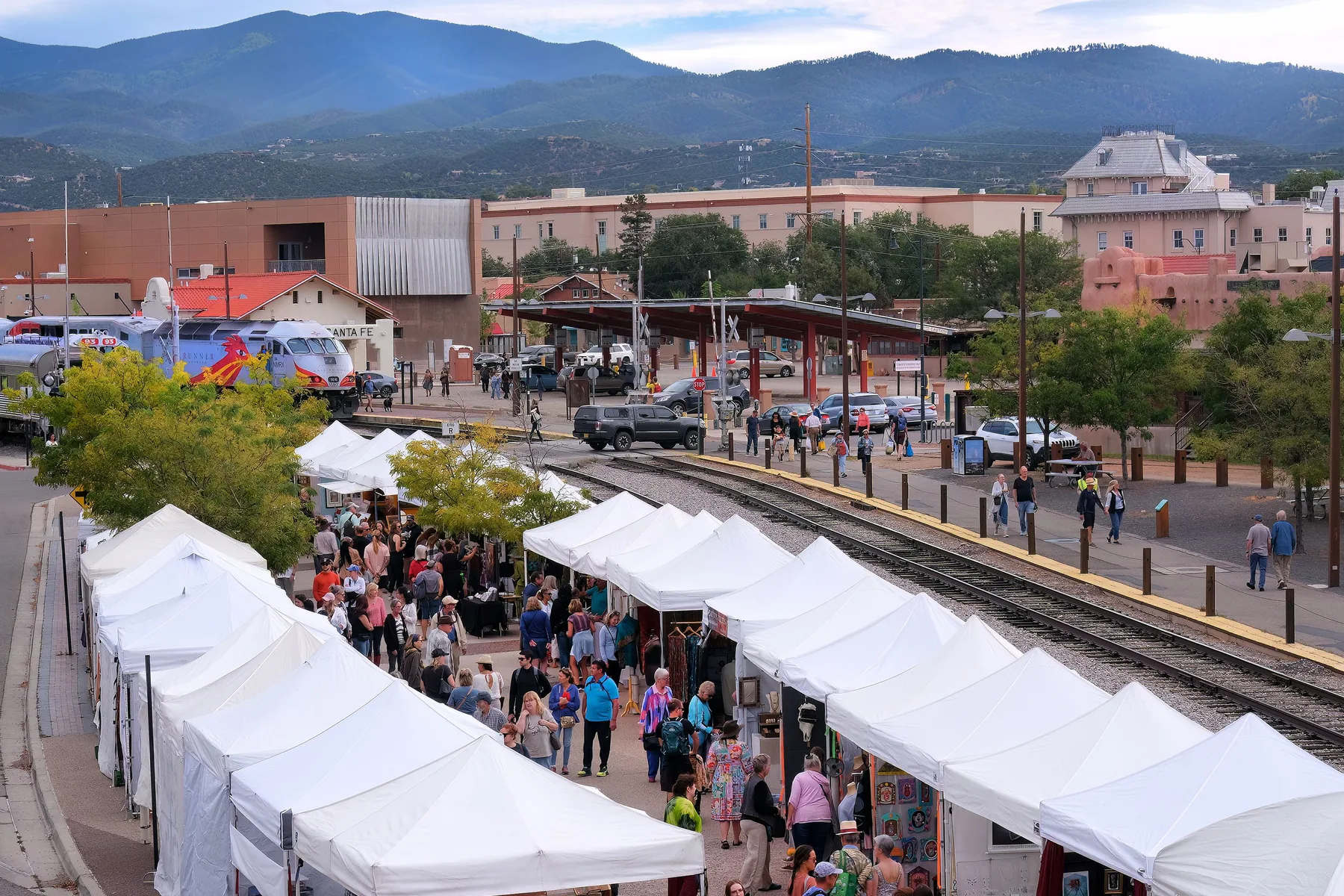 drone view of farmer's market
